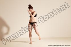 Underwear Martial art Woman White Moving poses Slim medium brown Dynamic poses Academic